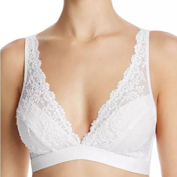 Wacoal embrace lace covertible plunge soft cup wireless bra delicious white - Picture 1 of 12